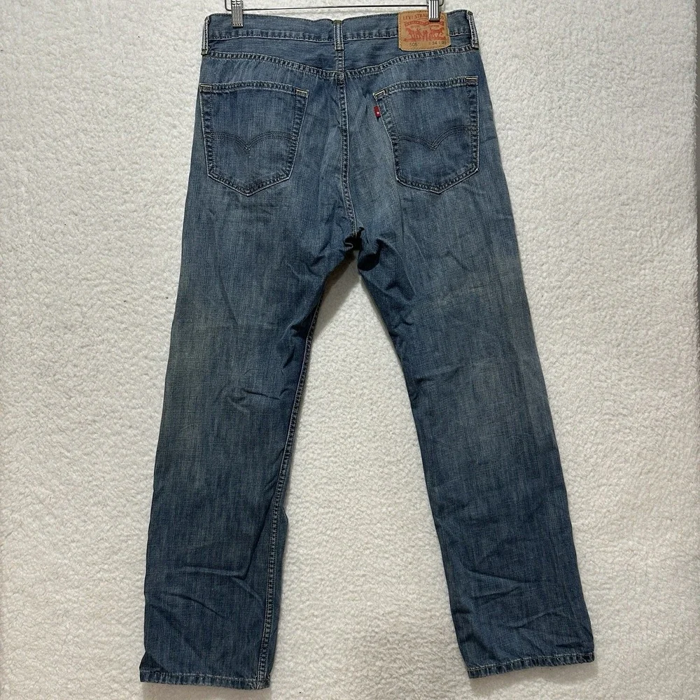 Levi's 505 Regular Fit Straight Leg Jeans Men's Blue Faded Denim‎ Size 34
